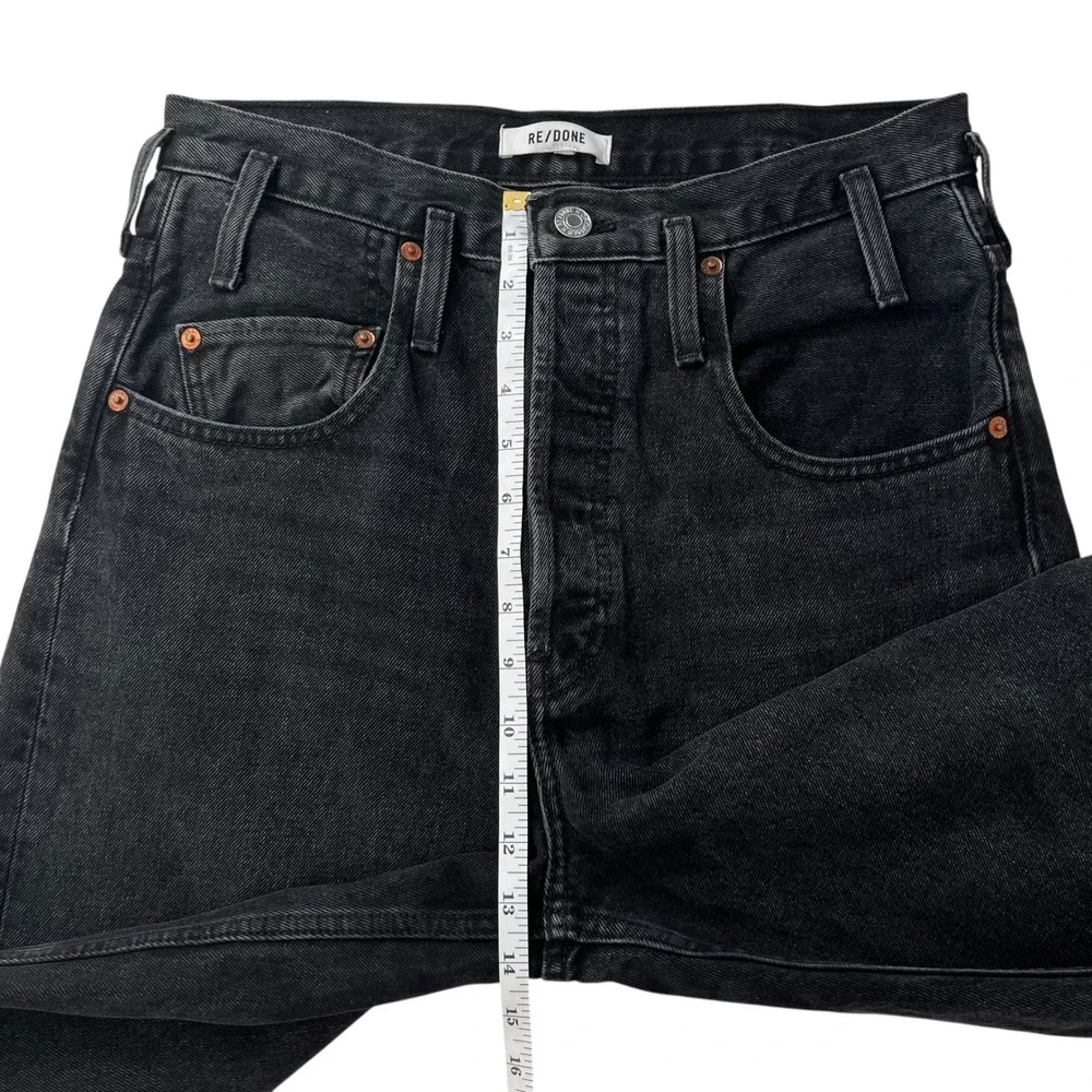 Re/Done Black 80s Peg Leg Hidden Button Fly Tapered Leg Jeans Black Wash SZ 28
